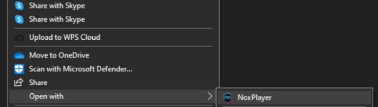 选择用nox播放器打开